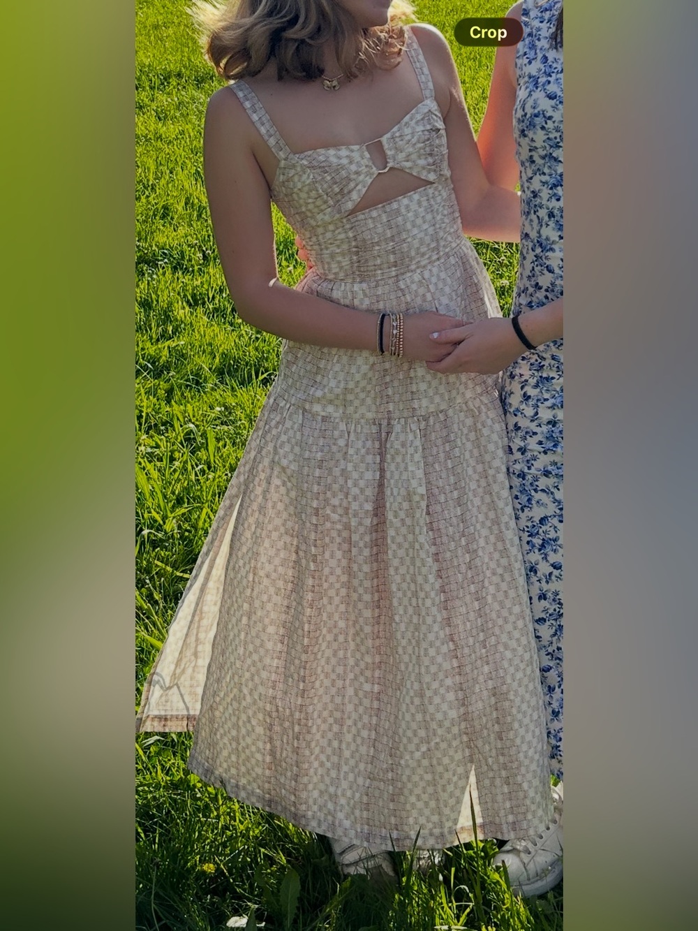 Sleeveless cream and brown Patterned Summer Maxi Dress